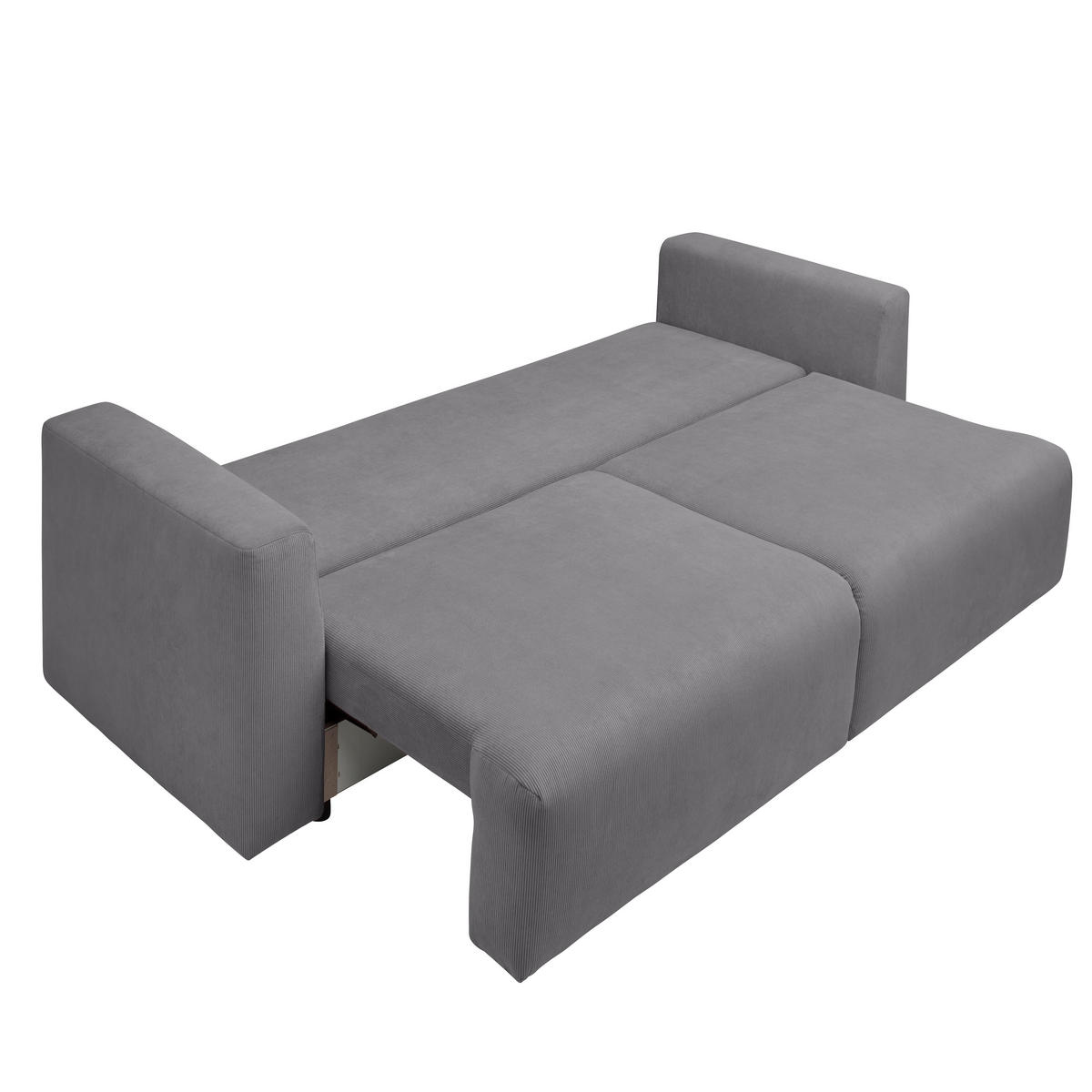 SCHLAFSOFA  mit Stoffauswahl, Schlafen auf Sitzhöhe, Rücken echt Cord Grau  - Schwarz/Grau, Design, Kunststoff/Textil (250/92/105cm) - Carryhome