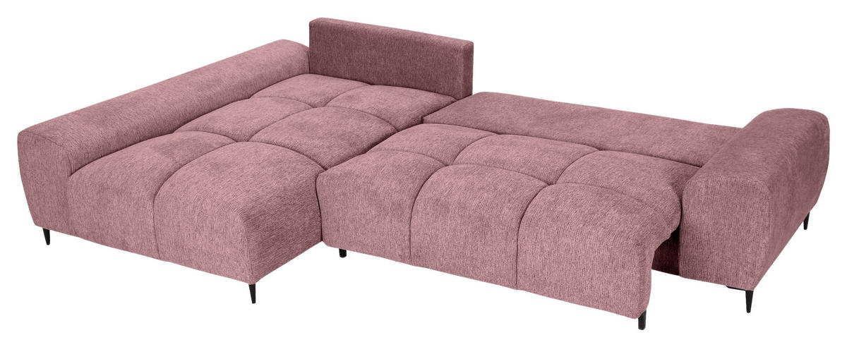 ECKSOFA Altrosa Flachgewebe  - Schwarz/Altrosa, KONVENTIONELL, Textil/Metall (180/295cm) - Carryhome