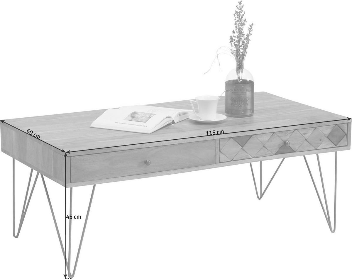 COUCHTISCH in Holz, Metall, Holzwerkstoff 115/60/45 cm  - Bronzefarben/Akaziefarben, Trend, Holz/Holzwerkstoff (115/60/45cm) - Ambia Home