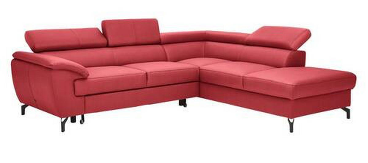 ECKSOFA Rot Kombination Echtleder/Lederlook Lederlook  - Rot/Schwarz, Design, Leder/Textil (256/220cm) - Celina Home
