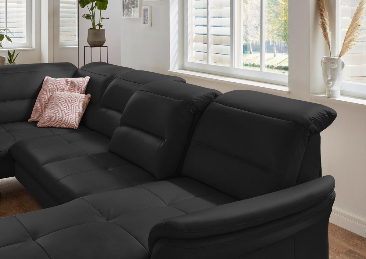 WOHNLANDSCHAFT in Echtleder Dunkelbraun  - Dunkelbraun/Schwarz, Design, Leder/Metall (206/336/181cm) - Beldomo Speed