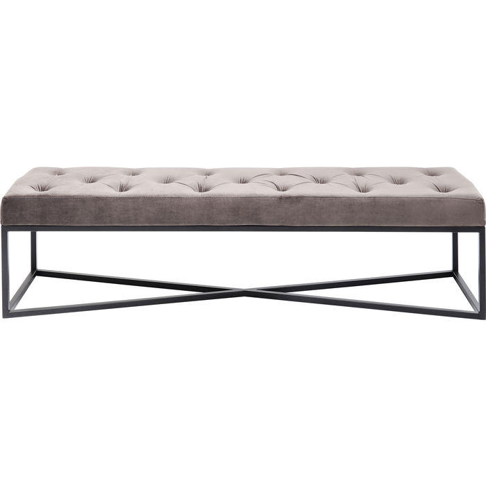 SITZBANK 150/40/40 cm Samt Grau, Schwarz  - Schwarz/Grau, Design, Textil/Metall (150/40/40cm) - Kare-Design
