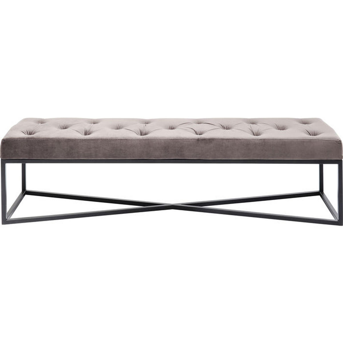 SITZBANK 150/40/40 cm Samt Grau, Schwarz  - Schwarz/Grau, Design, Textil/Metall (150/40/40cm) - Kare-Design