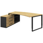 ECKSCHREIBTISCH  in Anthrazit, Hickory  - Anthrazit/Alufarben, Design, Holzwerkstoff/Metall (200/160cm) - Moderano