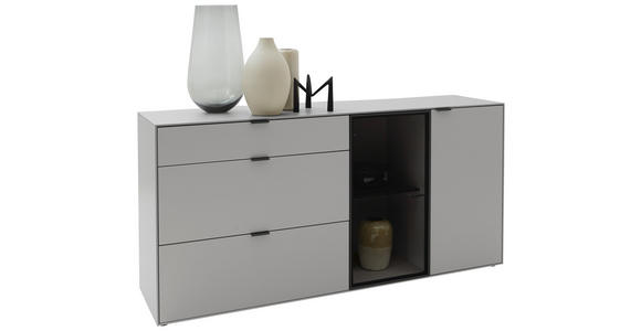 SIDEBOARD 181,9/87,9/45,2 cm  - Schwarz/Grau, Design, Glas/Holz (181,9/87,9/45,2cm) - Dieter Knoll