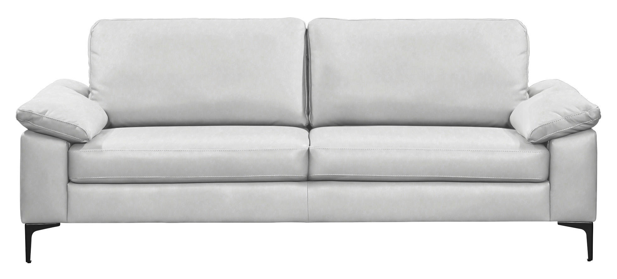 3-SITZER-SOFA  in Echtleder Weiß   - Schwarz/Weiß, Design, Leder/Metall (224/86/97cm) - Schöner Wohnen