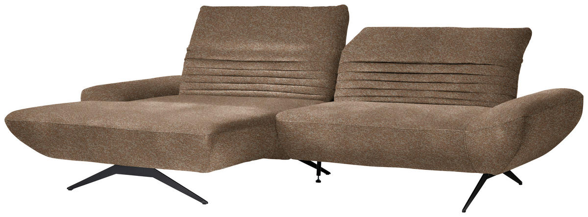 ECKSOFA  in Bouclé Hellbraun  170-195/280 cm  - Hellbraun/Schwarz, Design, Textil/Metall (170-195/280cm) - Dieter Knoll