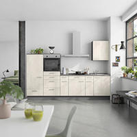KÜCHENBLOCK Riva 300 cm  in Weiß, Schieferfarben  - Schieferfarben/Edelstahlfarben, MODERN, Holzwerkstoff/Metall (300cm) - Nobilia