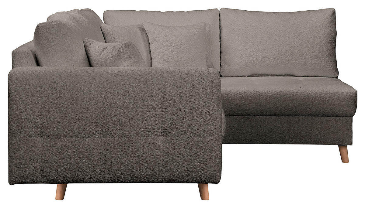 ECKSOFA inkl. Hocker Ariella in Bouclé Dunkelgrau  231/161 cm  - Dunkelgrau/Naturfarben, Design, Holz/Textil (231/161cm) - Livetastic