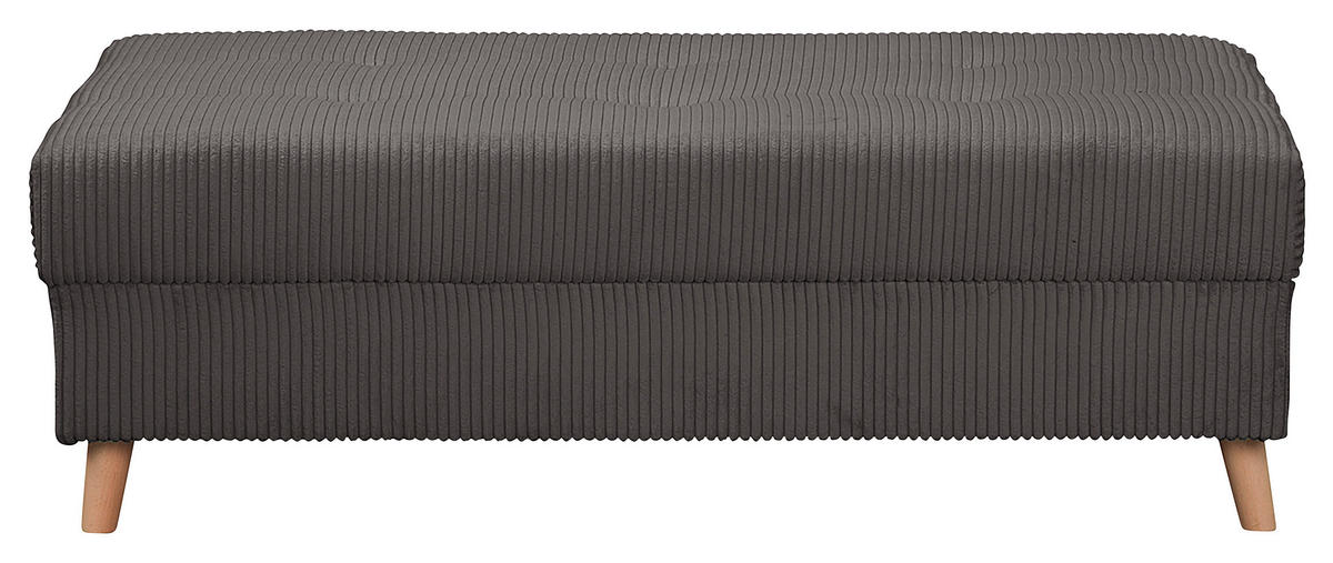 ECKSOFA inkl. Hocker Ariella Dunkelgrau Cord  - Dunkelgrau/Naturfarben, Design, Holz/Textil (231/161cm) - Livetastic