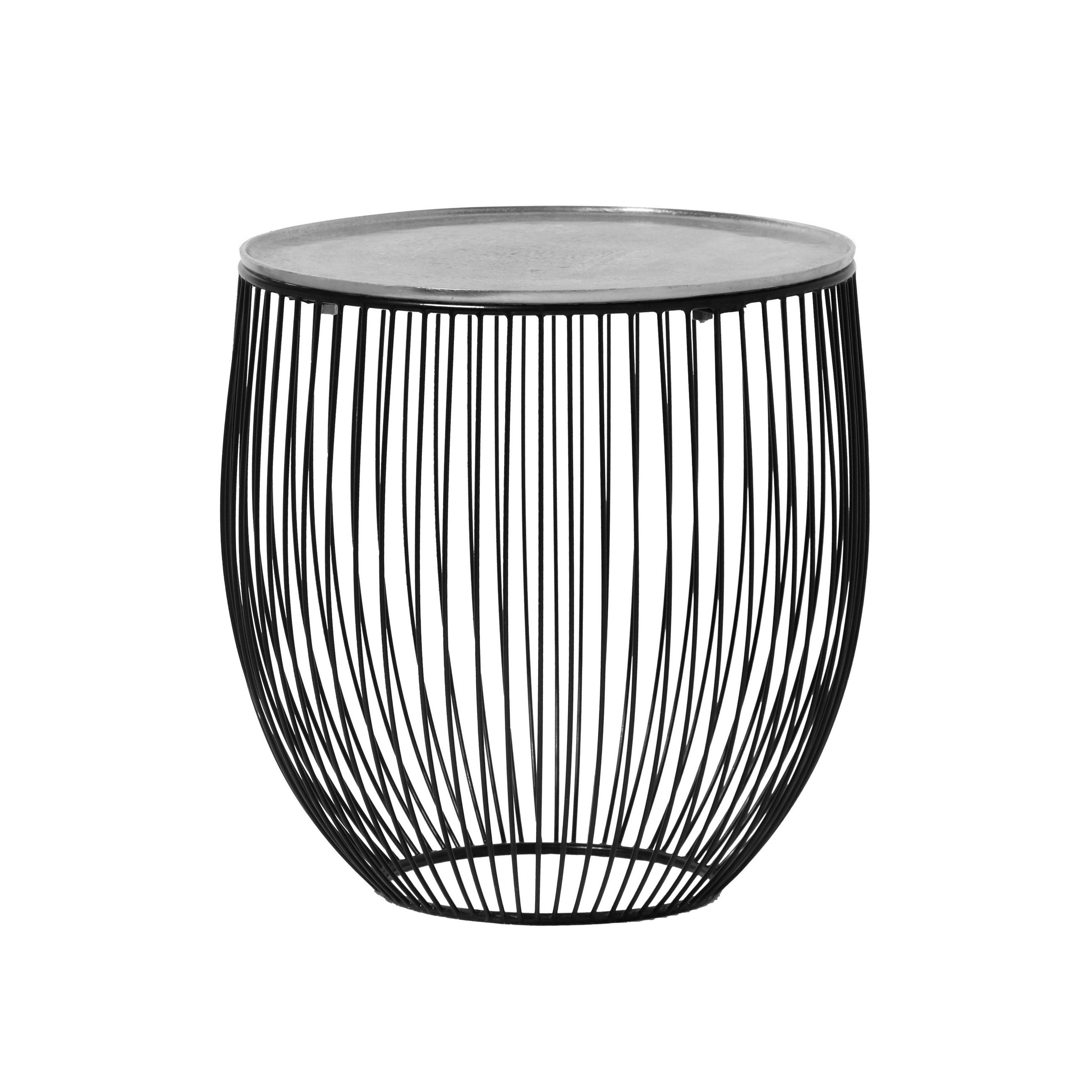 BEISTELLTISCH 43/43/42 cm Schwarz, Silberfarben rund  - Silberfarben/Schwarz, MODERN, Metall (43/43/42cm)