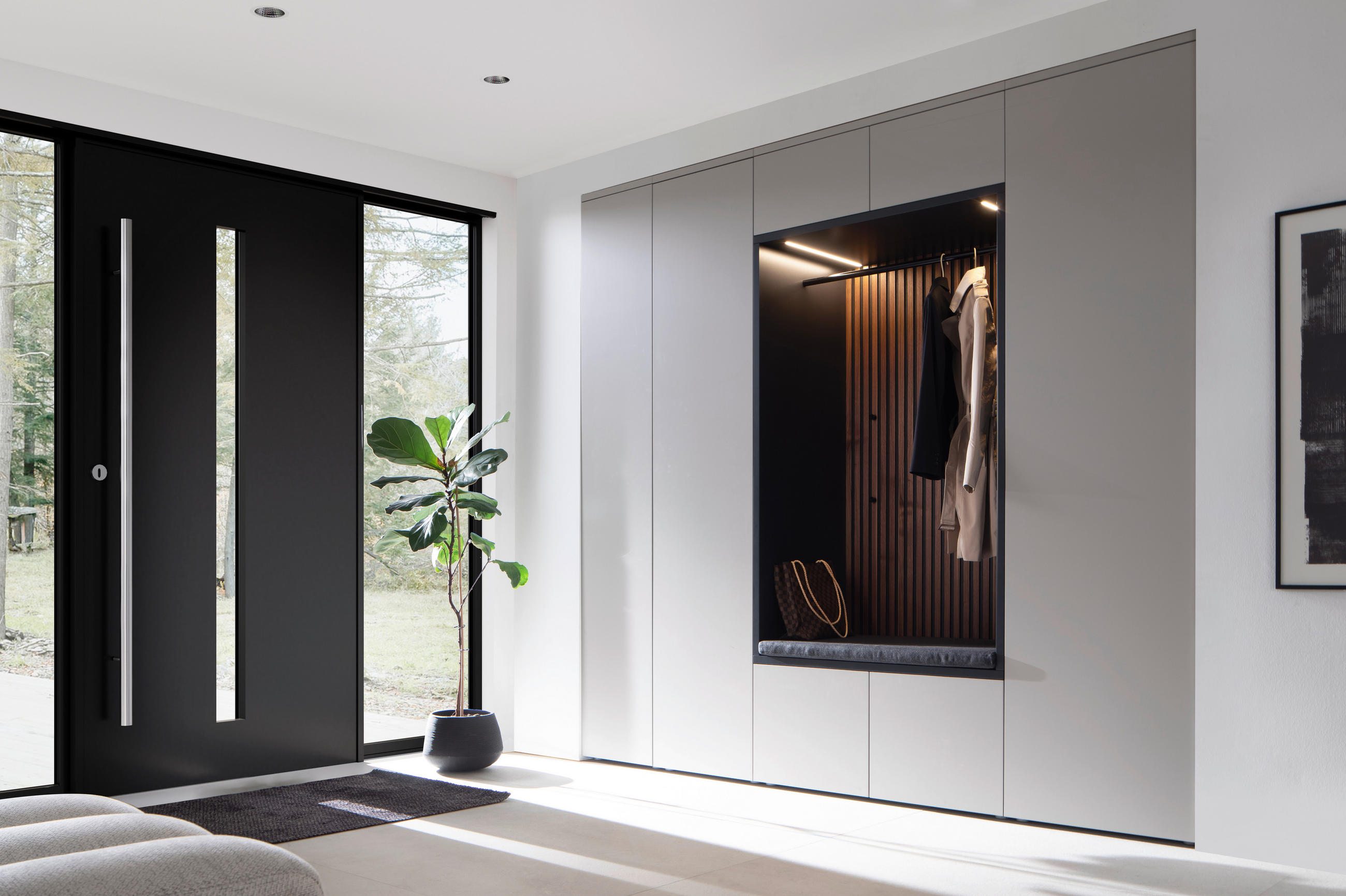GARDEROBE 6-teilig  in 250/233/59 cm  - Anthrazit/Nussbaumfarben, Design, Holz/Holzwerkstoff (250/233/59cm) - Moderano