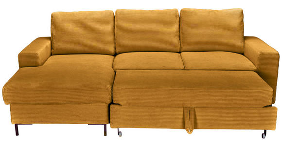 ECKSOFA Currygelb Cord  - Currygelb/Schwarz, KONVENTIONELL, Textil/Metall (150/240cm) - Carryhome