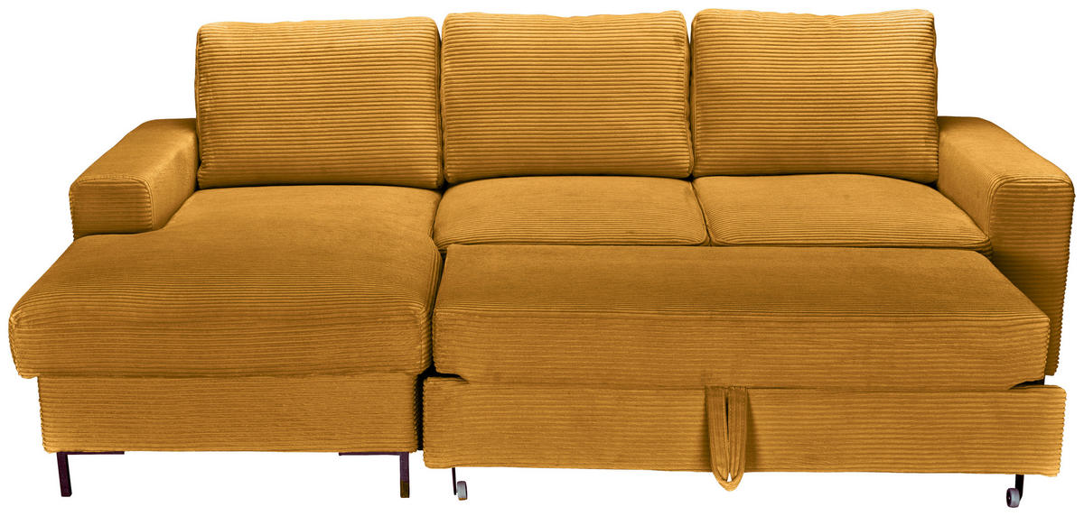 ECKSOFA Currygelb Cord  - Currygelb/Schwarz, KONVENTIONELL, Textil/Metall (150/240cm) - Carryhome