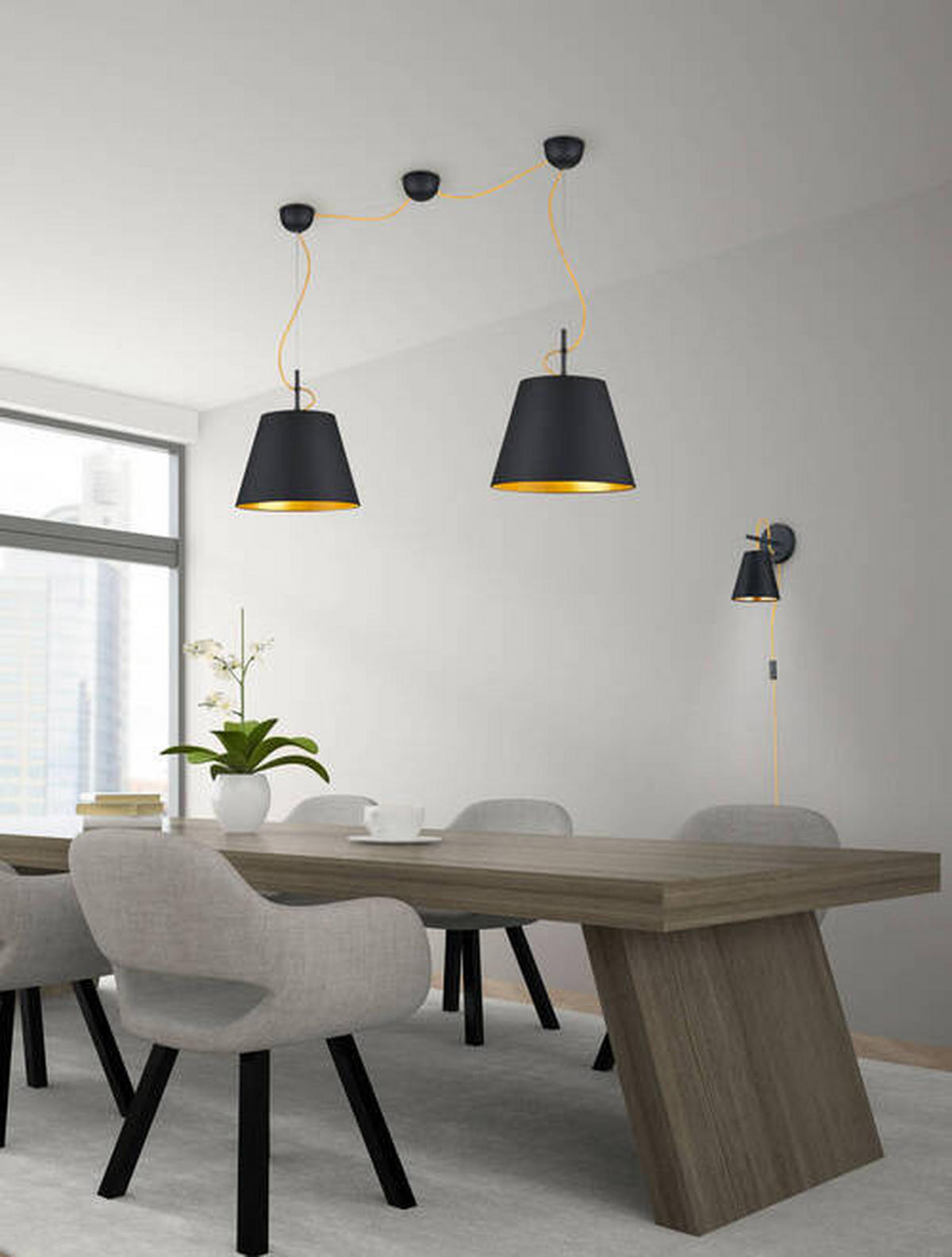 WANDLEUCHTE   - Goldfarben/Schwarz, Design, Metall (26,5/15/19,5cm) - Trio Leuchten