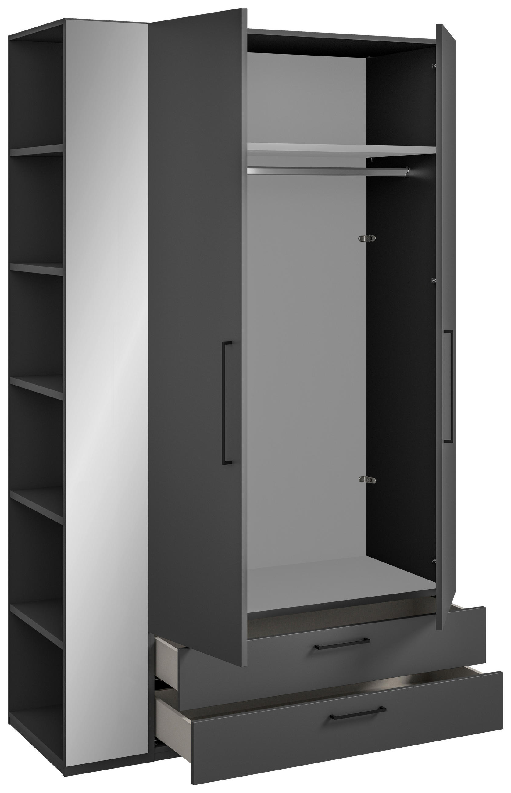 KLEIDERSCHRANK in Graphitfarben  - Anthrazit/Graphitfarben, Design, Holzwerkstoff/Metall (126,3/213,6/59,3cm) - Cantus