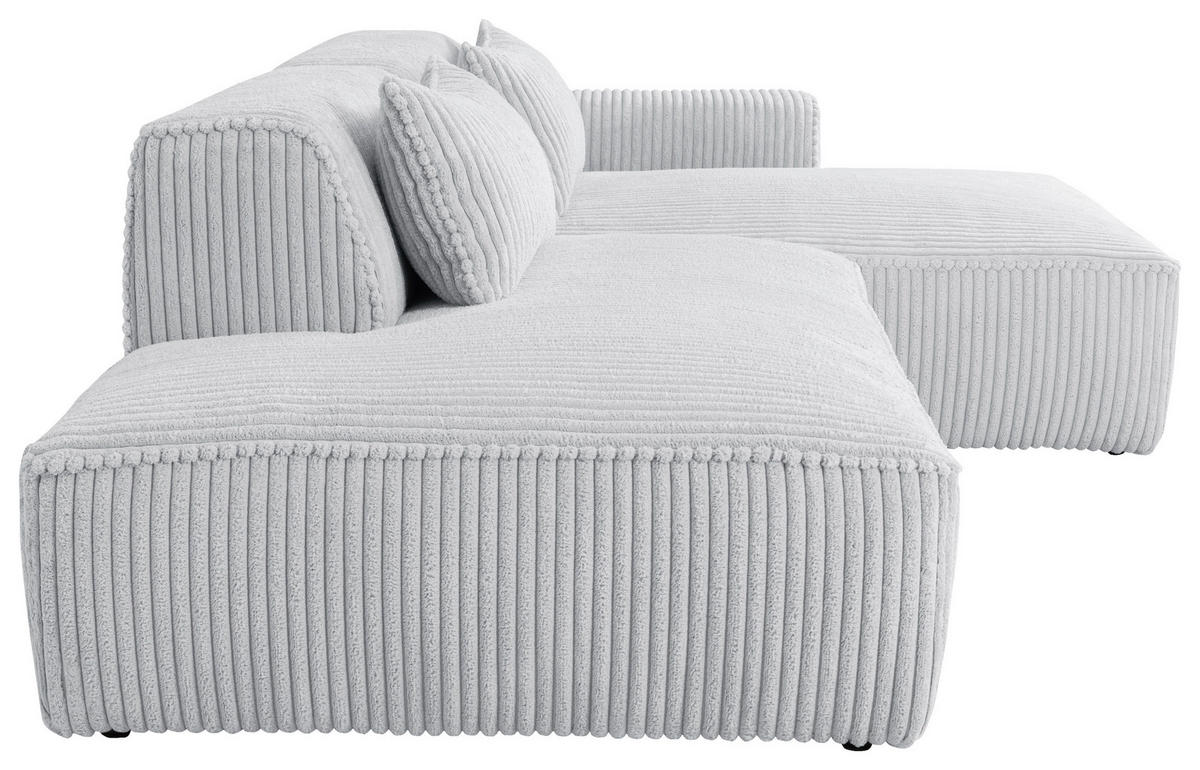 ECKSOFA BILLUND Hellgrau Cord Nierenkissen  - Hellgrau/Schwarz, KONVENTIONELL, Kunststoff/Textil (294/165cm) - Livetastic