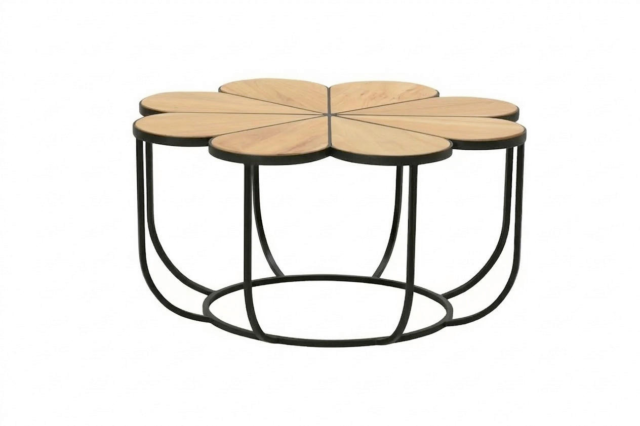 COUCHTISCH Akazie vollmassiv 80/40/80 cm rund Schwarz, Akaziefarben  - Schwarz/Akaziefarben, Basics, Holz/Metall (80/40/80cm) - Livetastic