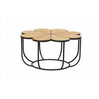 COUCHTISCH Akazie vollmassiv 80/40/80 cm rund Schwarz, Akaziefarben  - Schwarz/Akaziefarben, Basics, Holz/Metall (80/40/80cm) - Livetastic