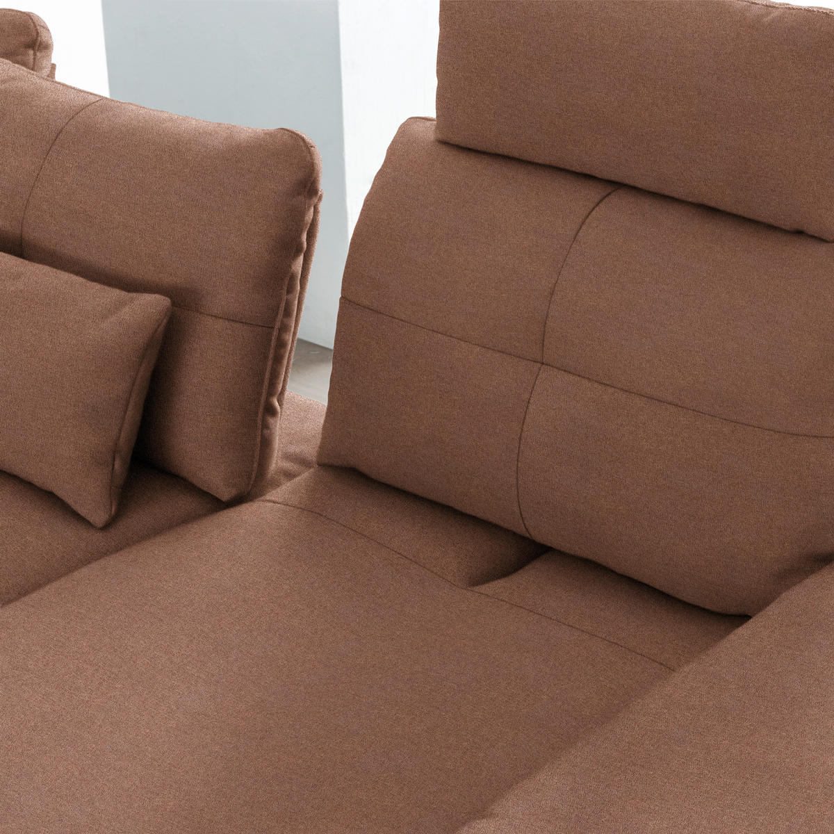 ECKSOFA in Flachgewebe Braun  271/344 cm  - Schwarz/Braun, Design, Textil/Metall (271/344cm) - Chilliano