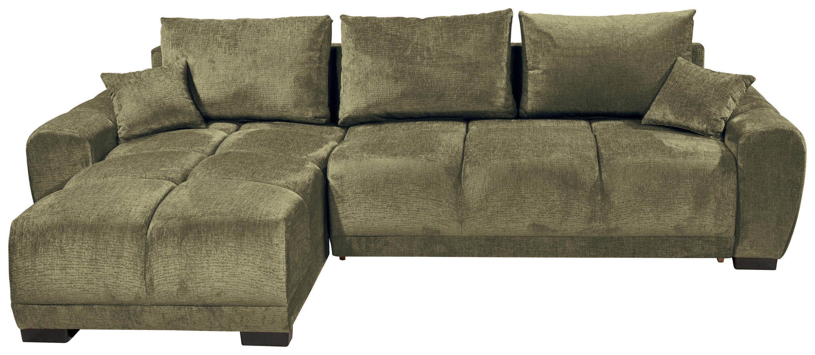 HÖRNBÄDDSOFFA 3-sits i chenille mörkgrön  - svart/mörkgrön, Basics, textil/plast (294/183cm) - Livetastic