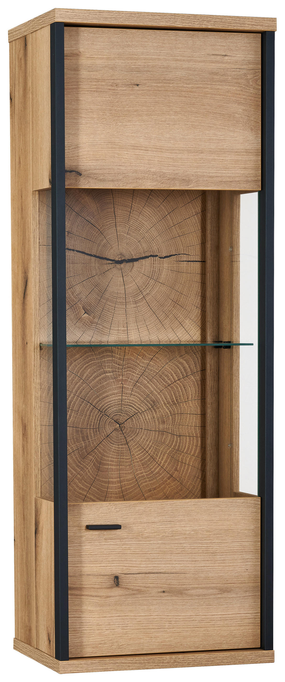 HÄNGEVITRINE Schwarz, Eichefarben  49,8/140,6/38 cm  - Eichefarben/Schwarz, Konventionell, Glas/Holzwerkstoff (49,8/140,6/38cm) - Xora