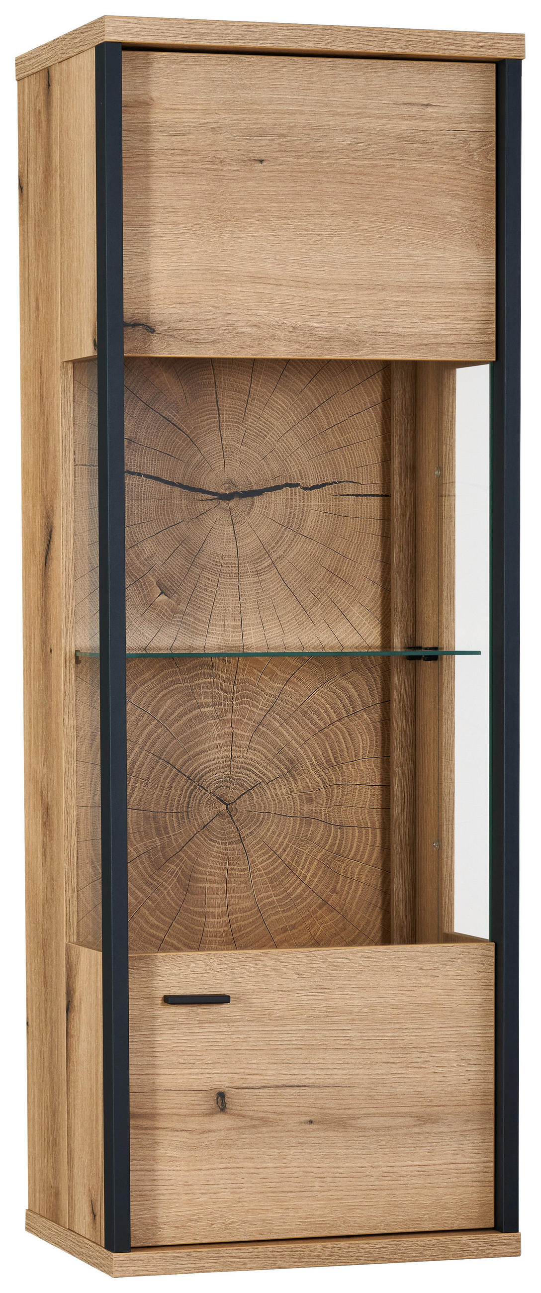 HÄNGEVITRINE Schwarz, Eichefarben  49,8/140,6/38 cm  - Eichefarben/Schwarz, Konventionell, Glas/Holzwerkstoff (49,8/140,6/38cm) - Xora