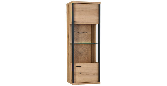 HÄNGEVITRINE in Schwarz, Eichefarben   - Eichefarben/Schwarz, KONVENTIONELL, Glas/Holzwerkstoff (49,8/140,6/38cm) - Xora