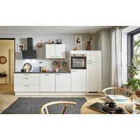 KÜCHENBLOCK PN 80 310 cm  in Graphitfarben, Weiß  - Edelstahlfarben/Eichefarben, Design, Holzwerkstoff/Metall (310cm) - Pino