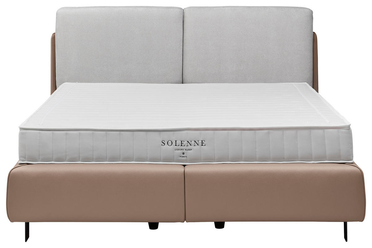 BOXSPRINGBETT 180/200 cm  in Hellbraun, Greige  - Hellbraun/Greige, Design, Textil/Metall (180/200cm) - Johann Jakob