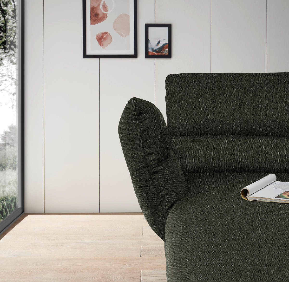 ECKSOFA  in Flachgewebe Dunkelgrün  176-217/279-327 cm  - Dunkelgrün/Schwarz, Design, Textil/Metall (176-217/279-327cm) - Dieter Knoll
