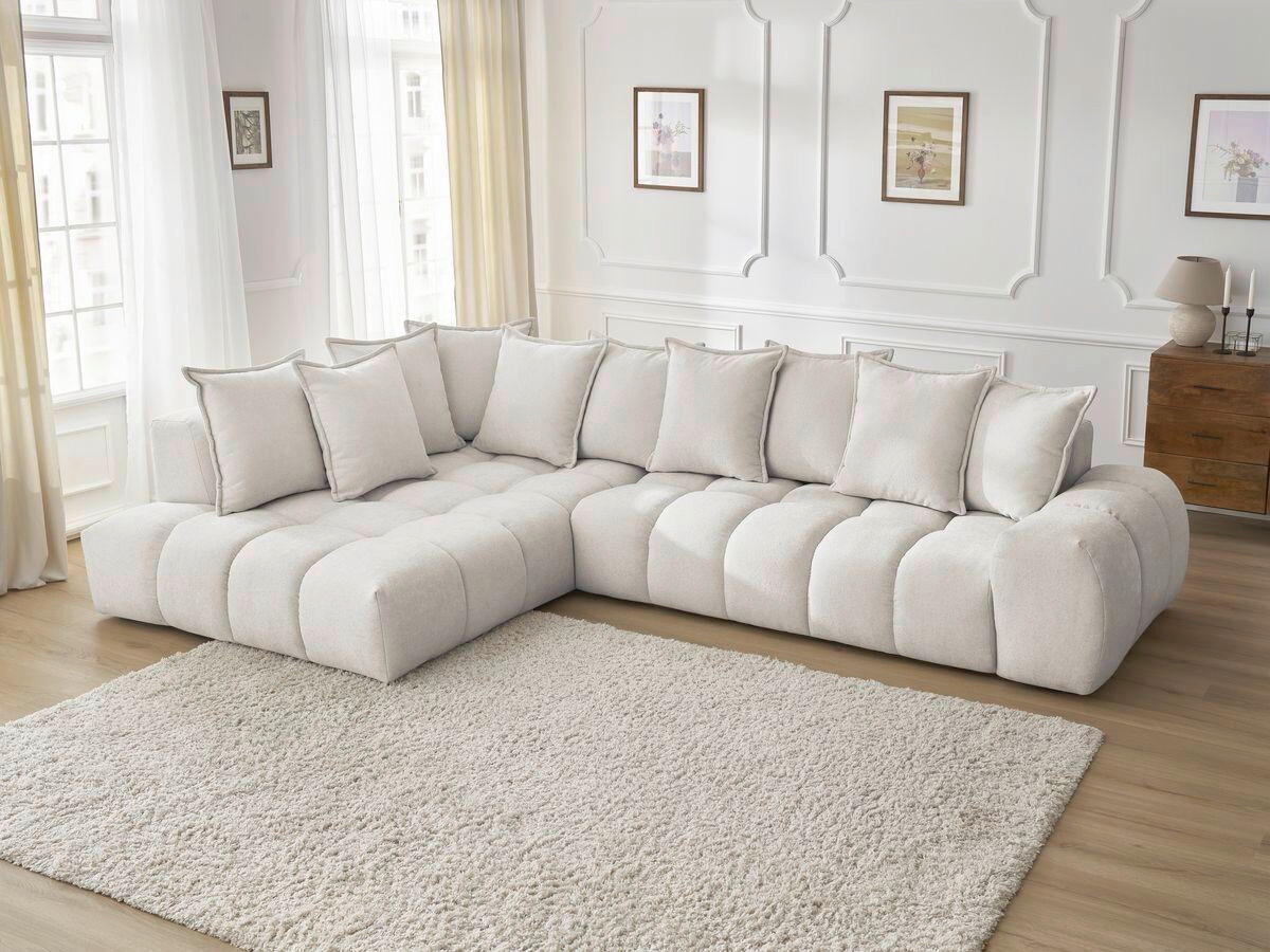 ECKSOFA Ottomane links  EVEREST Beige Struktur  - Beige/Schwarz, MODERN, Kunststoff/Textil (210/352cm) - Livetastic