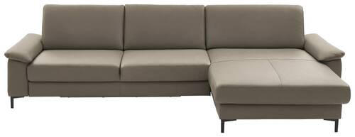 ECKSOFA in Echtleder Graubraun  334/176 cm  - Graubraun/Schwarz, Design, Leder/Metall (334/176cm) - Dieter Knoll