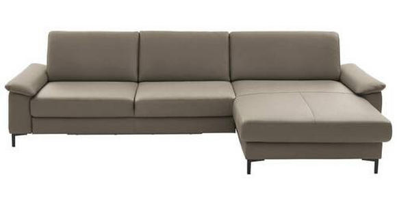 ECKSOFA in Echtleder Graubraun  - Graubraun/Schwarz, Design, Leder/Metall (334/176cm) - Dieter Knoll