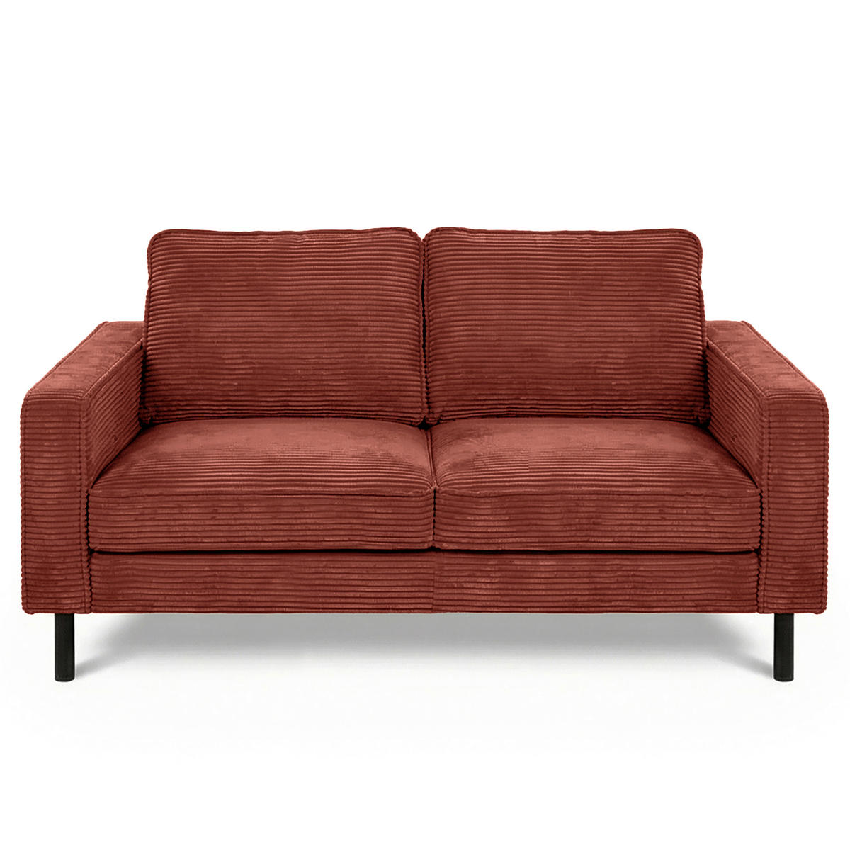 2-SITZER-SOFA Cord Rot  - Rot/Schwarz, Design, Textil/Metall (148/85/92cm) - Livetastic
