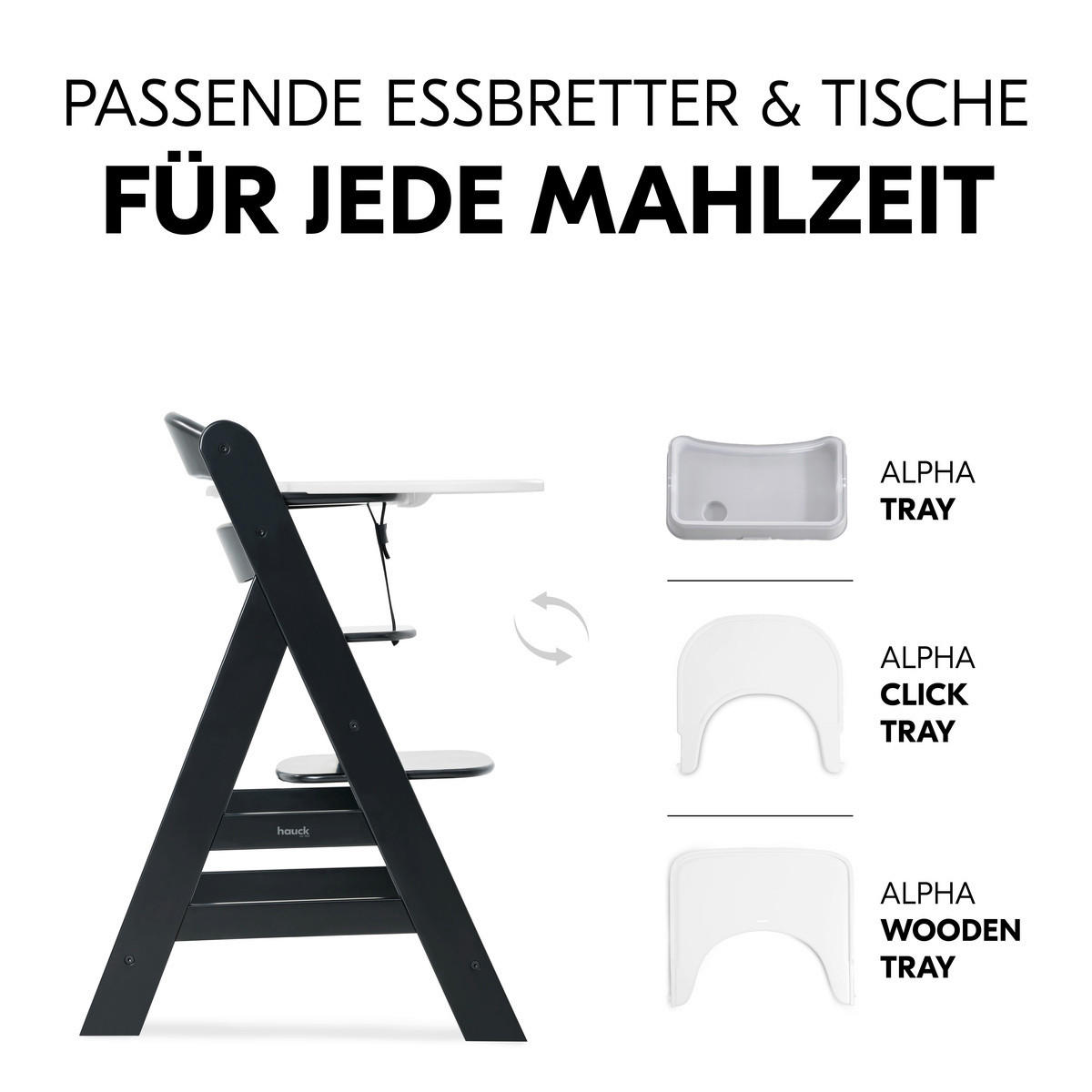 HOCHSTUHL ALPHA + Schwarz  - Schwarz, Basics, Holz (56/77/48cm) - Hauck