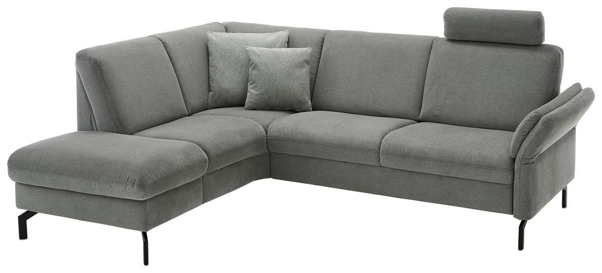 ECKSOFA in Flachgewebe Grau  - Schwarz/Grau, Konventionell, Textil/Metall (190/241cm) - Beldomo Comfort