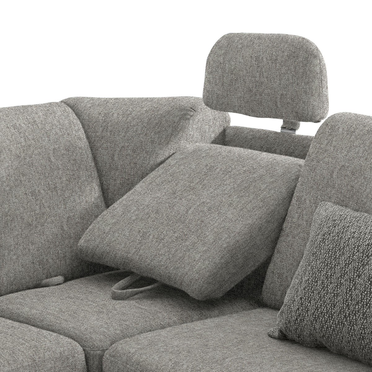 WOHNLANDSCHAFT in Chenille Hellgrau  - Hellgrau/Alufarben, KONVENTIONELL, Kunststoff/Textil (158/322/236cm) - Sedda