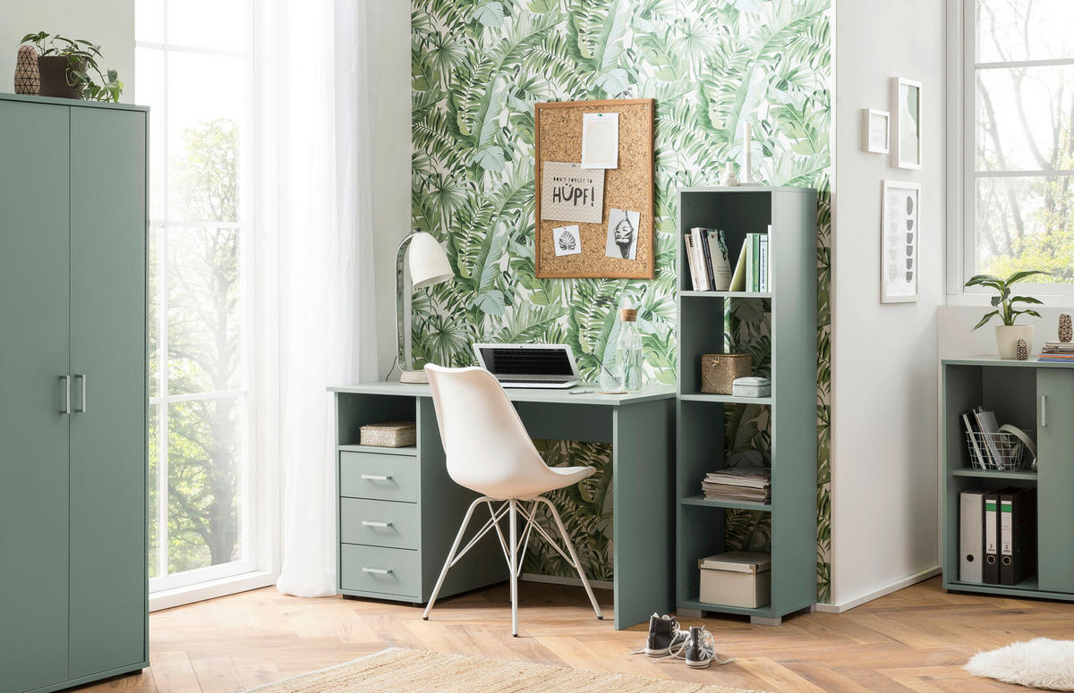 SCHREIBTISCH 70/115,8/74 cm  in Petrol  - Silberfarben/Petrol, MODERN, Holzwerkstoff/Metall (70/115,8/74cm) - MID.YOU