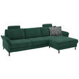 ECKSOFA Dieter Knoll in Chenille, Flachgewebe Waldgrün  316/175 cm  - Waldgrün/Schwarz, Design, Textil/Metall (316/175cm) - Dieter Knoll