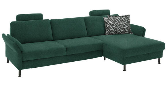 ECKSOFA Dieter Knoll in Chenille, Flachgewebe Waldgrün  316/175 cm  - Waldgrün/Schwarz, Design, Textil/Metall (316/175cm) - Dieter Knoll