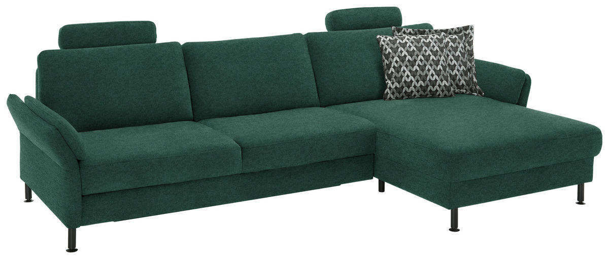 ECKSOFA Dieter Knoll in Chenille, Flachgewebe Waldgrün  316/175 cm  - Waldgrün/Schwarz, Design, Textil/Metall (316/175cm) - Dieter Knoll