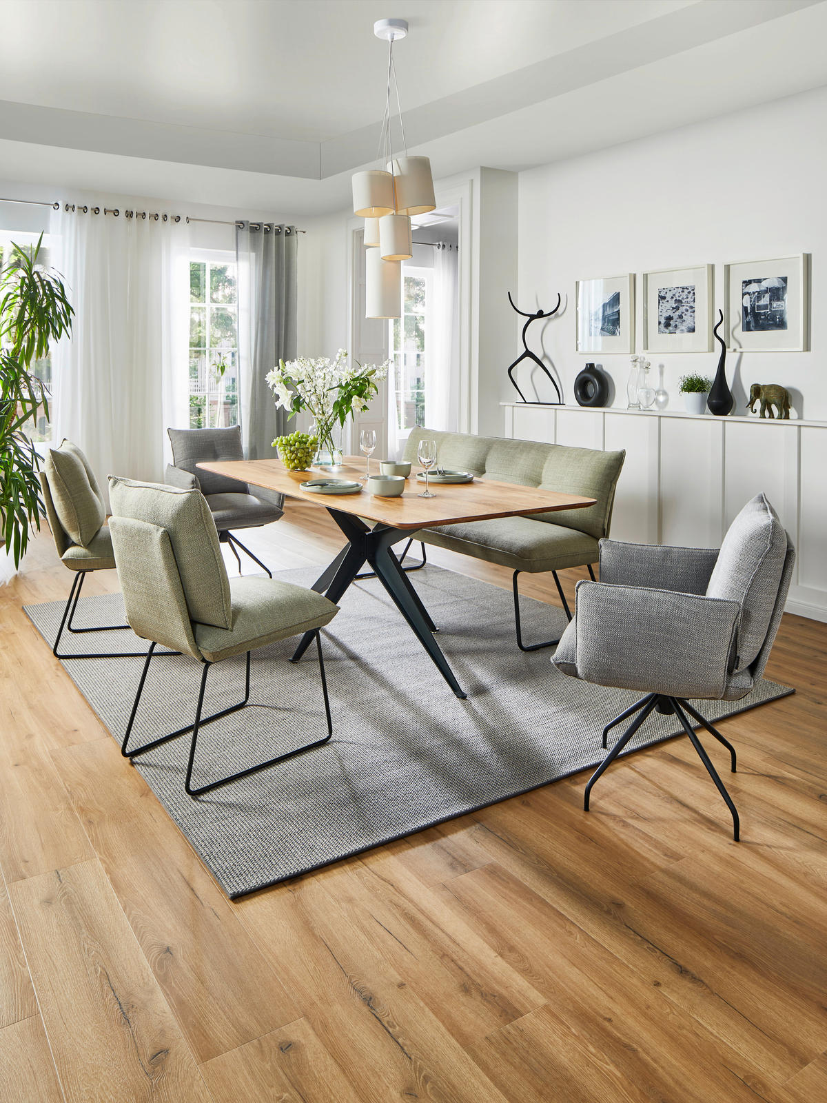 STUHL - Beige/Schwarz, Design, Textil/Metall (50/90/70cm) - Dieter Knoll