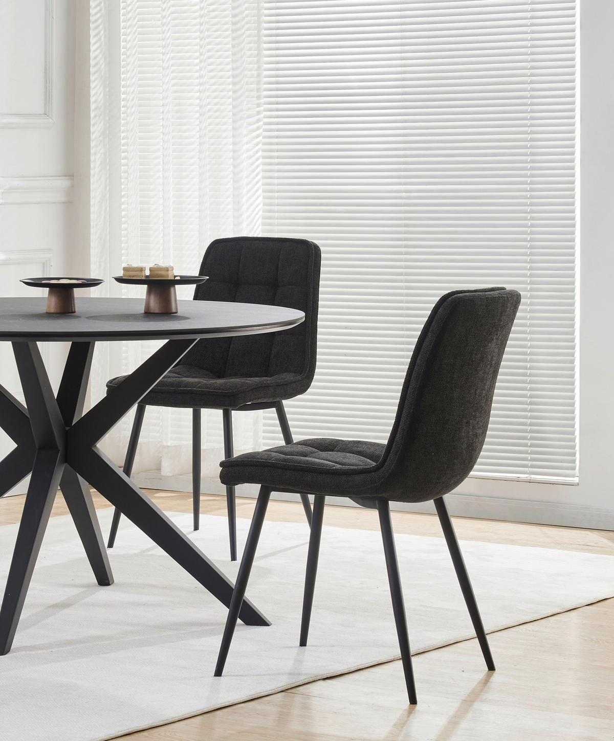 STUHL  in Eisen Leinenoptik Holz, Metall, Textil  - Schwarz, KONVENTIONELL, Holz/Textil (45/89/58cm) - MID.YOU