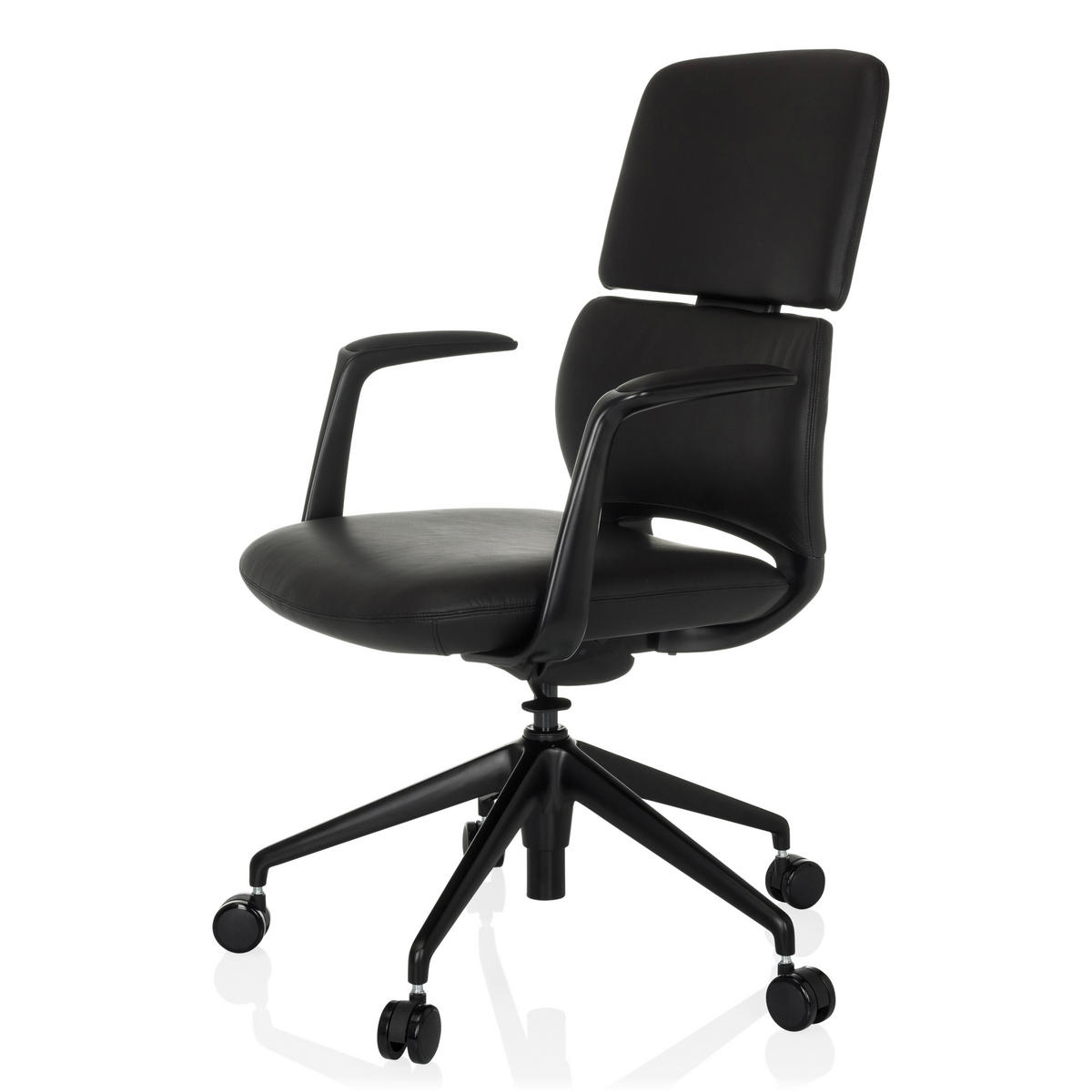 DREHSTUHL  - Schwarz, MODERN, Leder/Kunststoff (62/98-108/60cm) - MID.YOU