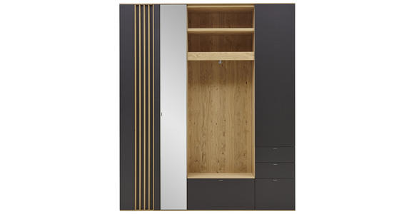 GARDEROBE 195/234/37 cm - Eichefarben/Anthrazit, Design, Glas/Holzwerkstoff (195/234/37cm) - Ambiente