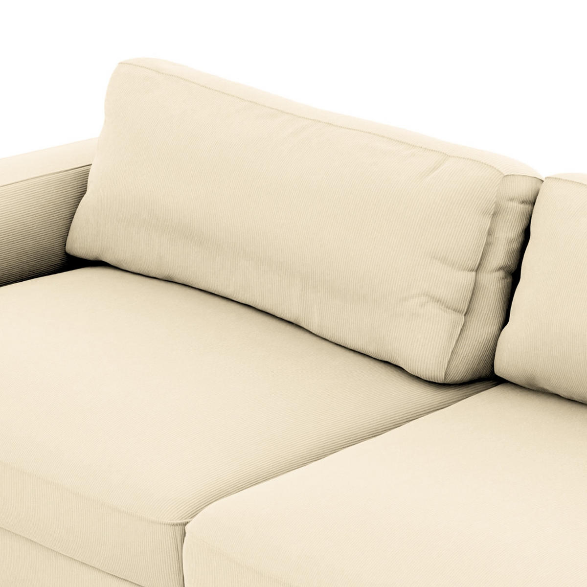 BIGSOFA in Cord Weiss  - Weiss/Schwarz, Modern, Kunststoff/Textil (264/84/125cm) - Trendmanufaktur