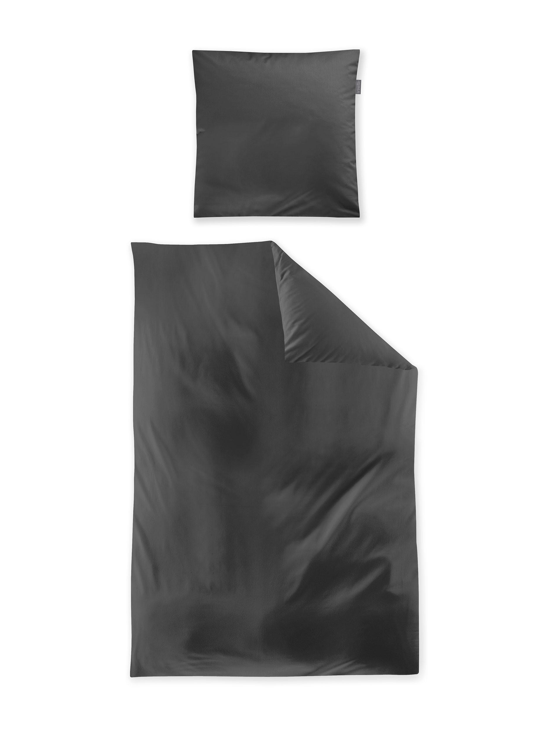BETTWÄSCHE 2-teilig Makosatin 155/220 cm  - Anthrazit, KONVENTIONELL, Textil (155/220cm) - Irisette
