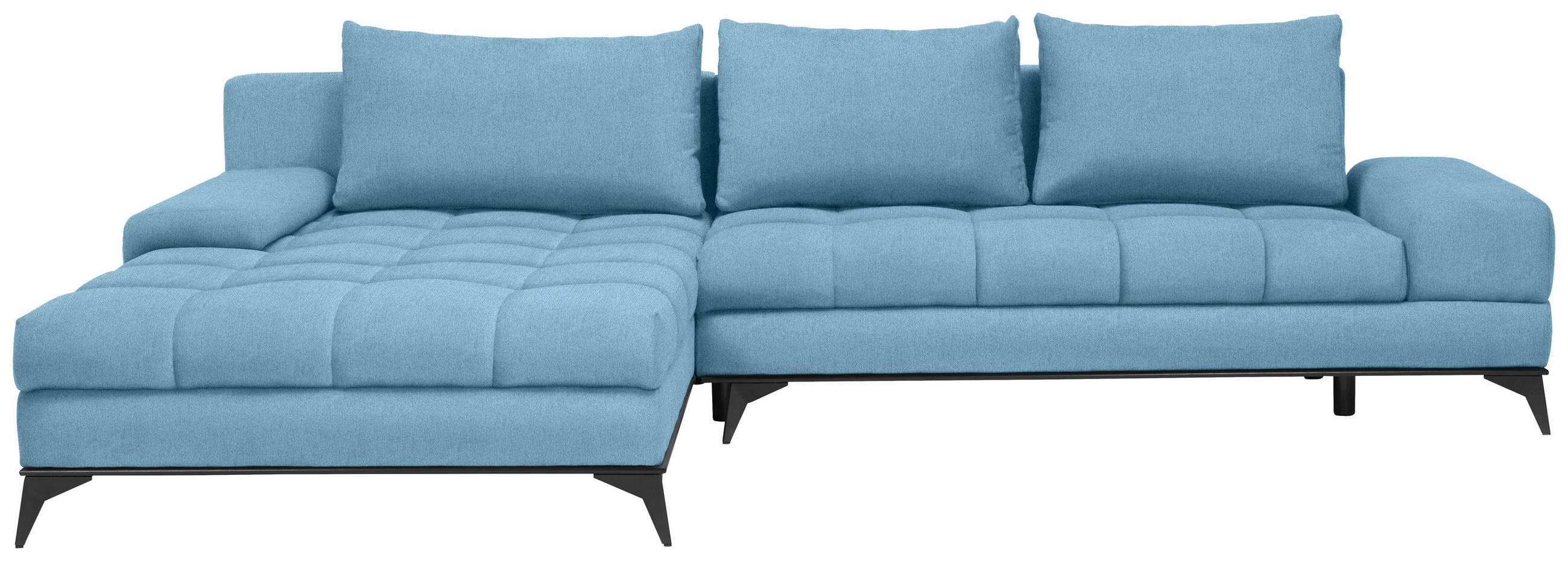 ECKSOFA Blau Webstoff  - Blau/Schwarz, Design, Textil/Metall (212/315cm) - Carryhome