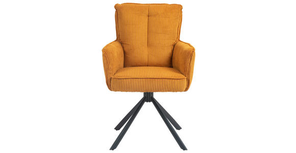 ARMLEHNSTUHL in Eisen Cord - Currygelb/Schwarz, Design, Textil/Metall (62/95/67cm) - Novel